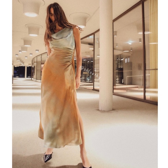 Zara TIE DYE PRINT MIDI DRESS - Picture 5 of 10